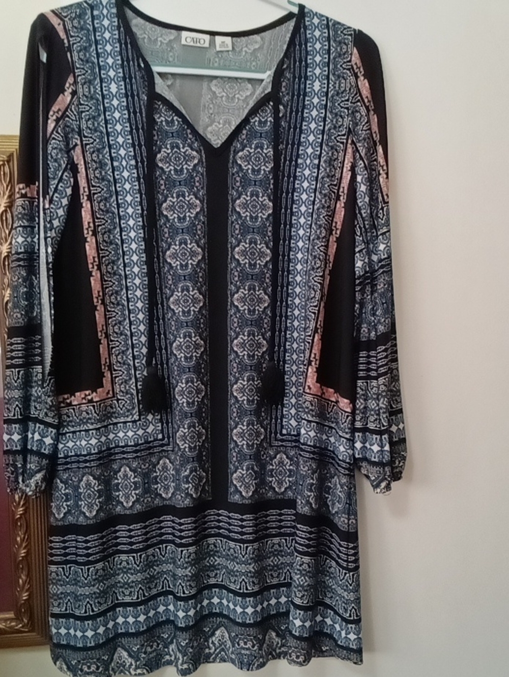 Women's CATO Navy and Pink Printed Women's Tunic Dress